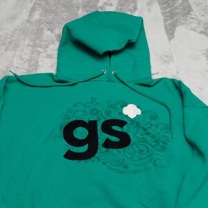 Port and Company Teal Hoodie with Black Design